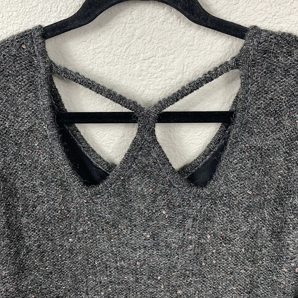NWT Line & Dot Wool Mohair Sequin Back Detail Sweater Charcoal Gray Sz S - Picture 4 of 12